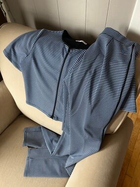 Zara Black and Blue Textured Pant & Top Set - Sold together